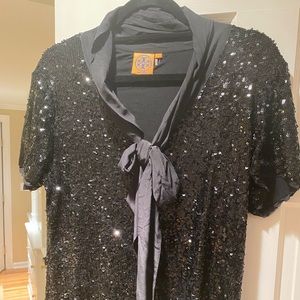 Tory Burch Sequined Ribbon bow top